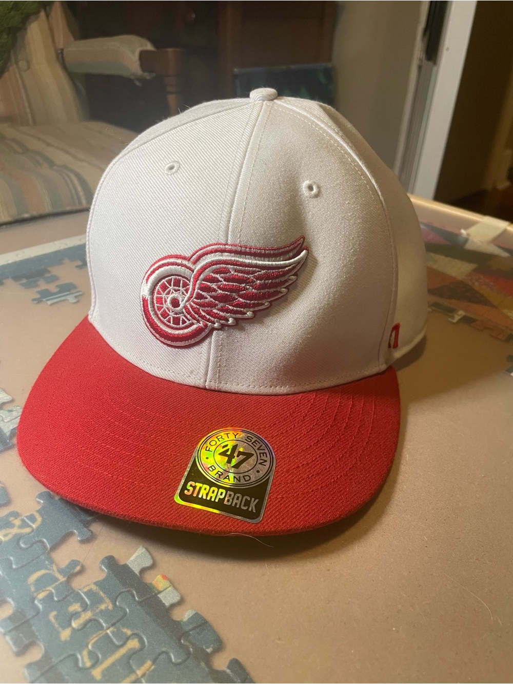 47 Detroit Red Wings White and Red Strapback Hat